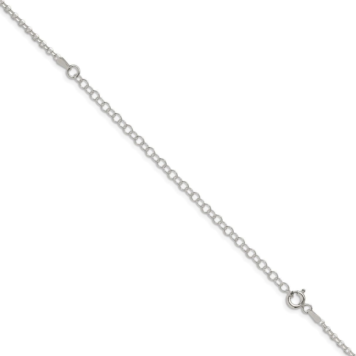 925 White Gold 2.2 mm Polished Chain Necklace, Solid detail view