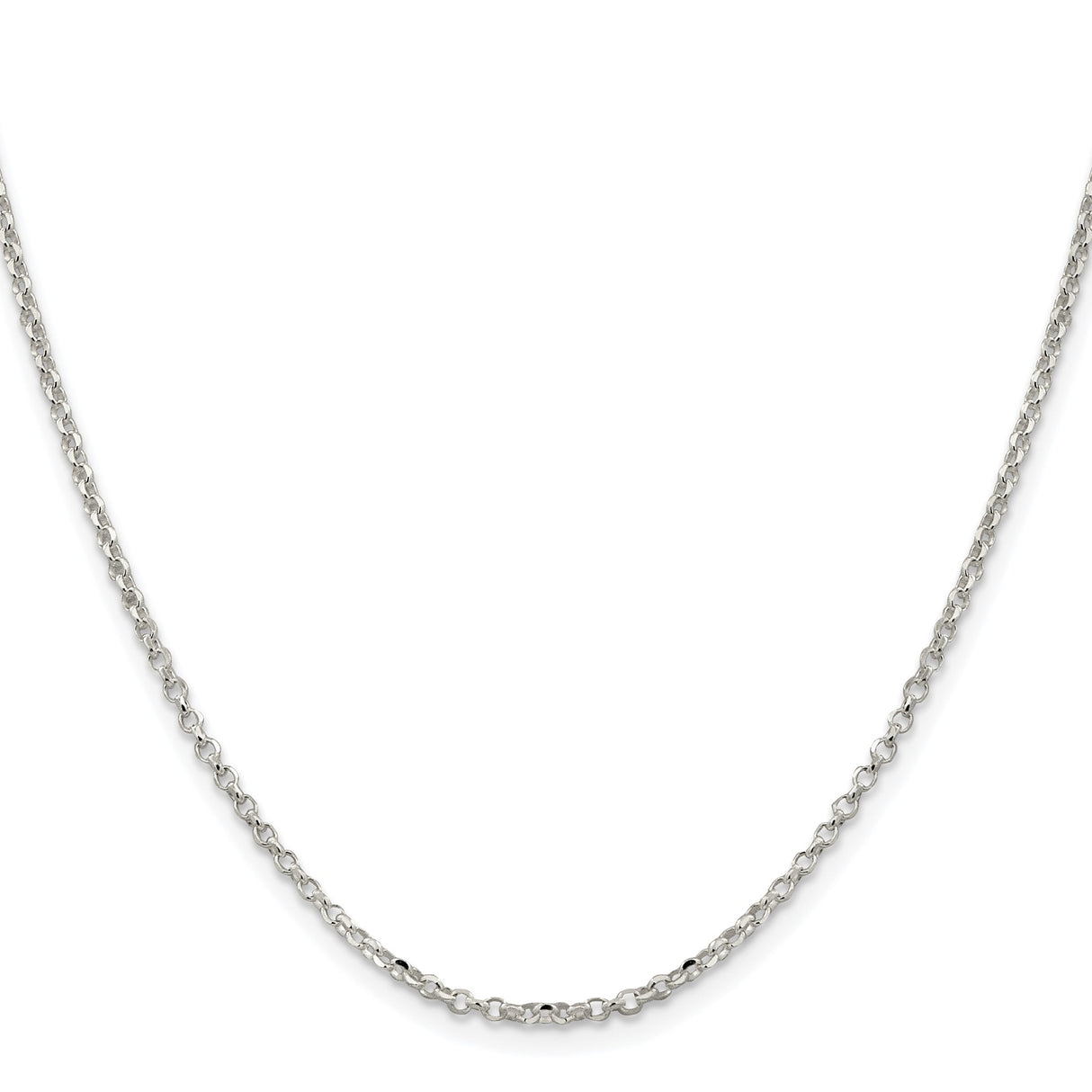 925 White Gold 2.2 mm Polished Chain Necklace