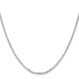 925 White Gold 2.2 mm Polished Chain Necklace