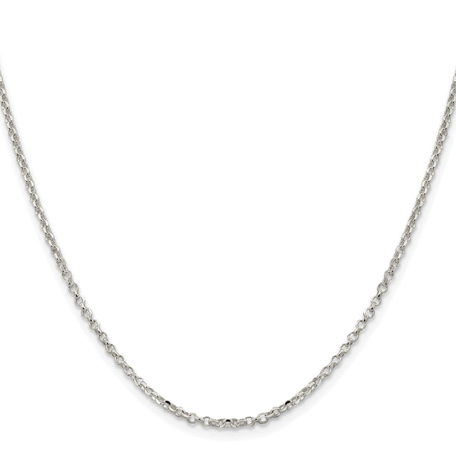 925 White Gold 2.2 mm Polished Chain Necklace