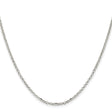 925 White Gold 2.2 mm Polished Chain Necklace