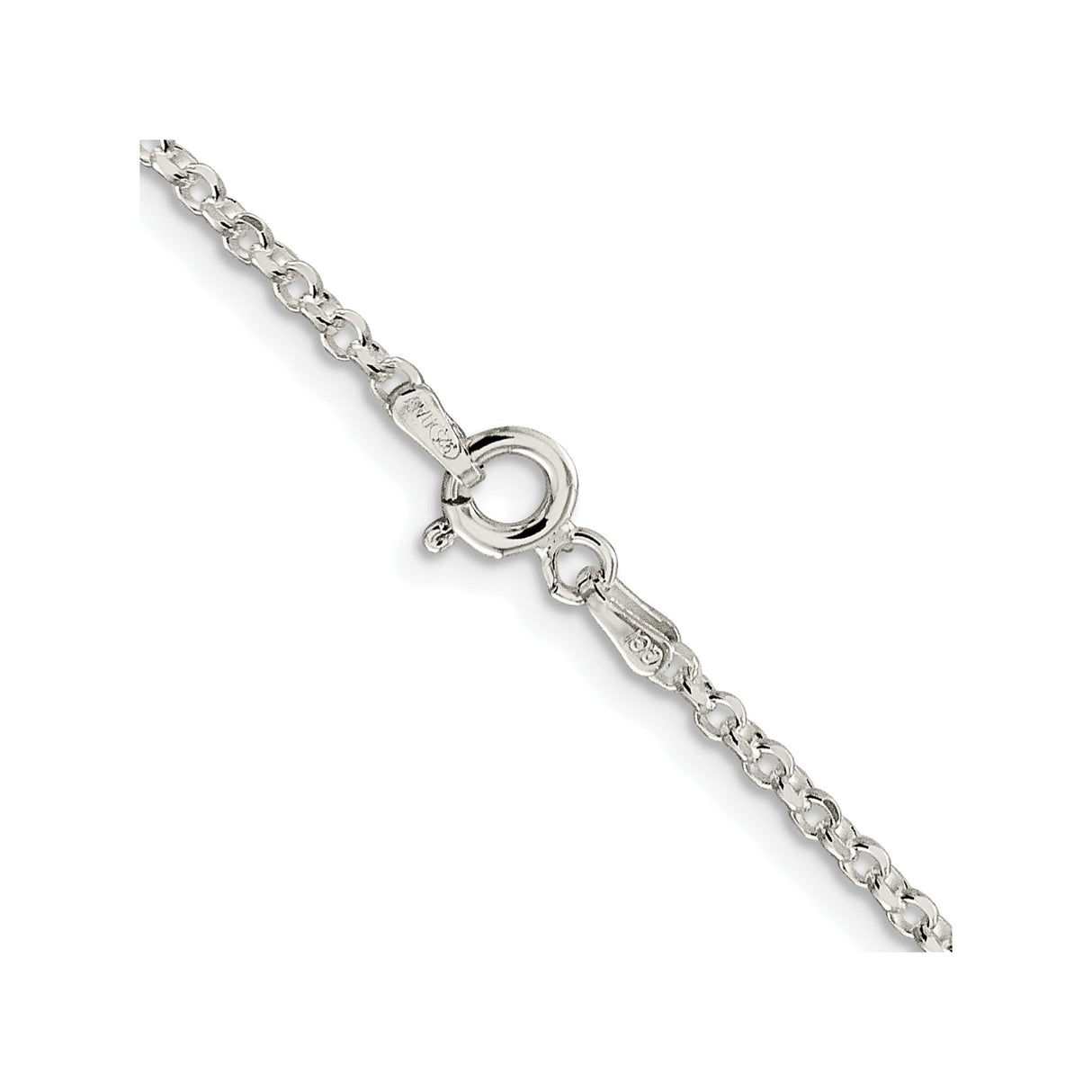 925 White Gold 2.2 mm Polished Chain Necklace alternate angle