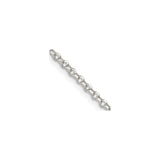 925 White Gold 2.2 mm Polished Chain Necklace, Solid detail view
