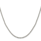 925 White Gold 2.6 mm Polished Chain Necklace, Solid