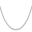 925 White Gold 2.6 mm Polished Chain Necklace, Solid