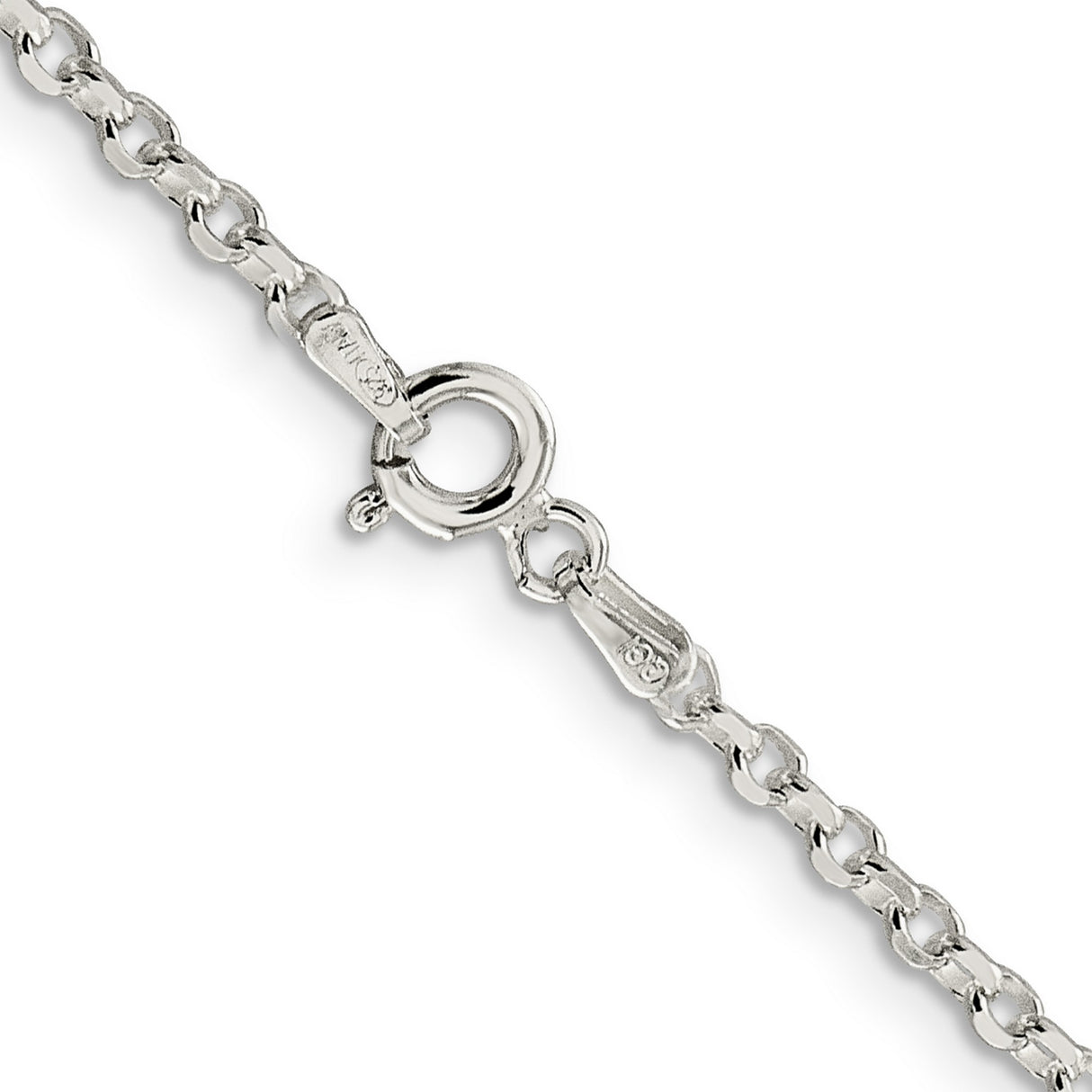 925 White Gold 2.6 mm Polished Chain Necklace, Solid alternate angle