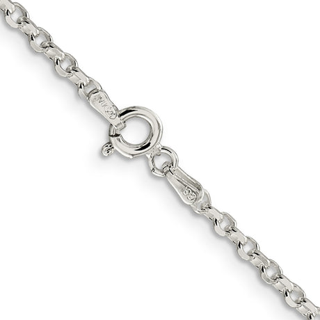 925 White Gold 2.6 mm Polished Chain Necklace, Solid alternate angle