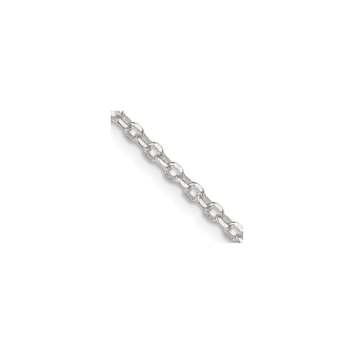925 White Gold 2.6 mm Polished Chain Necklace, Solid alternate angle