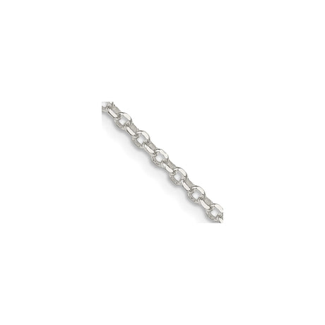 925 White Gold 2.6 mm Polished Chain Necklace, Solid alternate angle