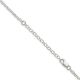 925 White Gold 2.6 mm Polished Chain Necklace, Solid detail view