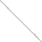 925 White Gold 2.6 mm Polished Chain Necklace, Solid detail view