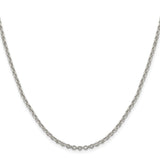 925 White Gold 2.6 mm Polished Chain Necklace