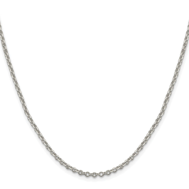 925 White Gold 2.6 mm Polished Chain Necklace