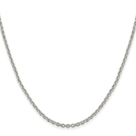925 White Gold 2.6 mm Polished Chain Necklace