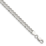 925 White Gold 4.75 mm Curb Chain Necklace, Polished detail view