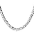 925 White Gold 6.35 mm Curb Chain Necklace, Polished