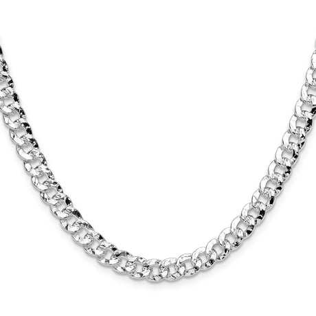 925 White Gold 6.35 mm Curb Chain Necklace, Polished