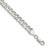 925 White Gold 6.35 mm Curb Chain Necklace, Polished detail view