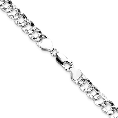 925 White Gold 7.6 mm Curb Chain Necklace, Polished alternate angle