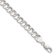 925 White Gold 7.6 mm Curb Chain Bracelet, Polished shown for scale