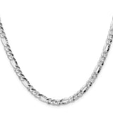 925 White Gold 4.8 mm Figaro Chain Necklace, Polished