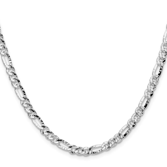 925 White Gold 4.8 mm Figaro Chain Necklace, Polished