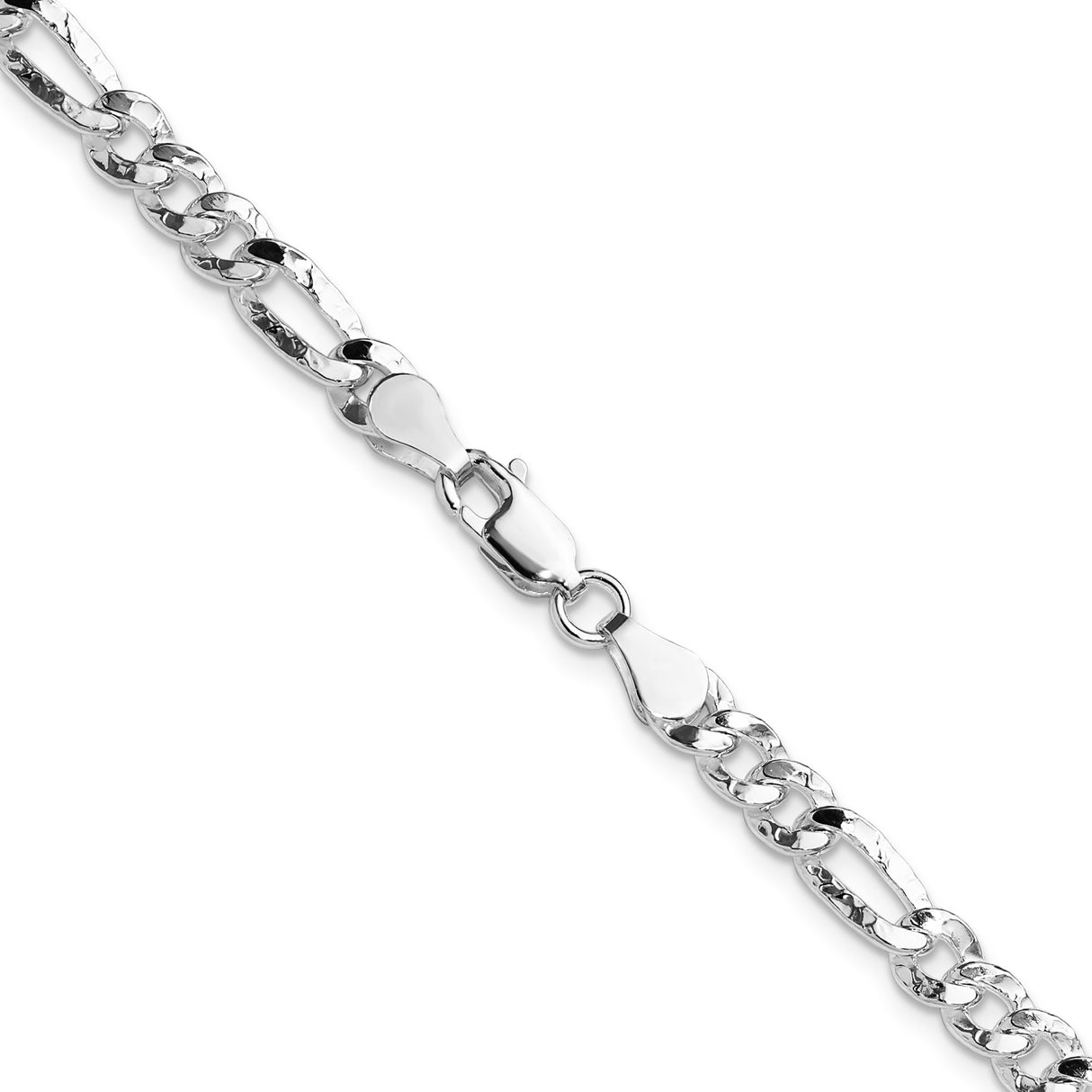 925 White Gold 4.8 mm Figaro Chain Necklace, Polished alternate angle