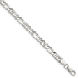 925 White Gold 4.8 mm Figaro Chain Bracelet, Polished shown for scale