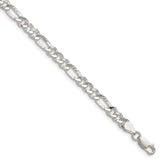 925 White Gold 4.8 mm Figaro Chain Bracelet, Polished shown for scale