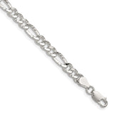 925 White Gold 4.8 mm Figaro Chain Necklace, Polished detail view