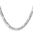 925 White Gold 6.3 mm Figaro Chain Necklace, Polished