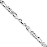925 White Gold 6.3 mm Figaro Chain Necklace, Polished alternate angle