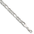 925 White Gold 6.3 mm Figaro Chain Bracelet, Polished shown for scale