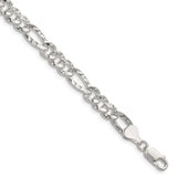 925 White Gold 6.3 mm Figaro Chain Bracelet, Polished shown for scale