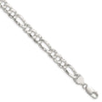 925 White Gold 7.6 mm Figaro Chain Bracelet, Polished shown for scale