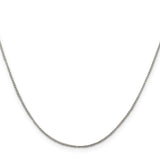 925 White Gold 1 mm Box Chain Necklace, Polished