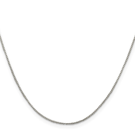 925 White Gold 1 mm Box Chain Necklace, Polished