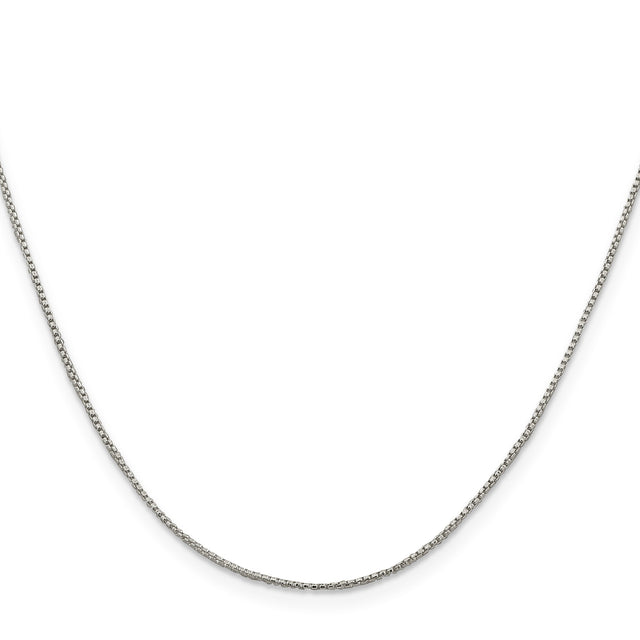 925 White Gold 1 mm Box Chain Necklace, Polished