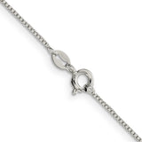 925 White Gold 1 mm Box Chain Necklace, Polished alternate angle