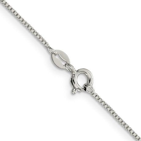 925 White Gold 1 mm Box Chain Necklace, Polished alternate angle
