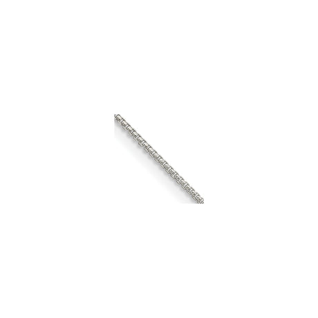 925 White Gold 1 mm Box Chain Necklace, Polished alternate angle