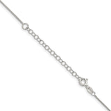 925 White Gold 1 mm Box Chain Necklace, Polished detail view