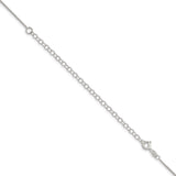 925 White Gold 1 mm Box Chain Necklace, Polished detail view