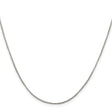 925 White Gold 1 mm Box Chain Necklace, Polished