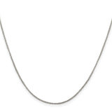 925 White Gold 1 mm Box Chain Necklace, Polished