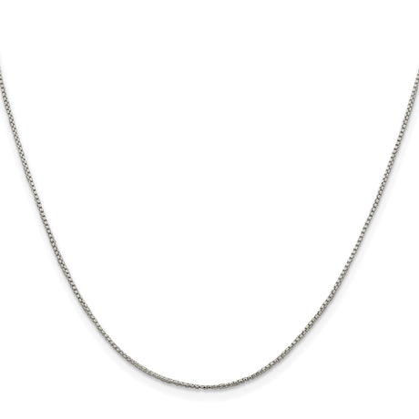 925 White Gold 1 mm Box Chain Necklace, Polished