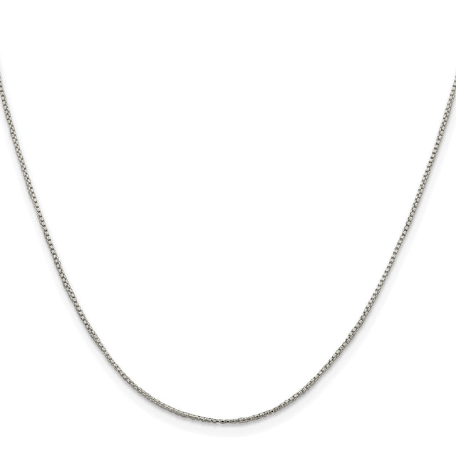 925 White Gold 1 mm Box Chain Necklace, Polished