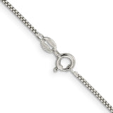 925 White Gold 1.25 mm Box Chain Necklace, Polished alternate angle