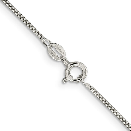 925 White Gold 1.25 mm Box Chain Necklace, Polished alternate angle