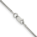 925 White Gold 1.5 mm Box Chain Necklace, Polished alternate angle